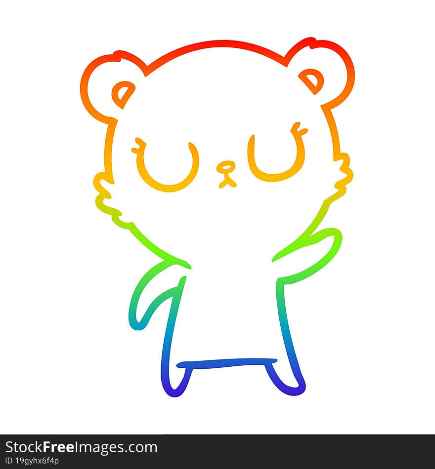 rainbow gradient line drawing peaceful cartoon bear