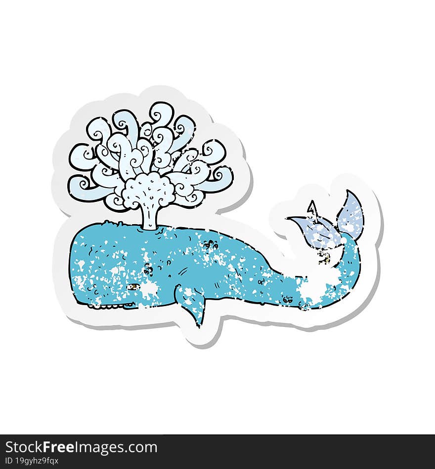 Retro Distressed Sticker Of A Cartoon Whale