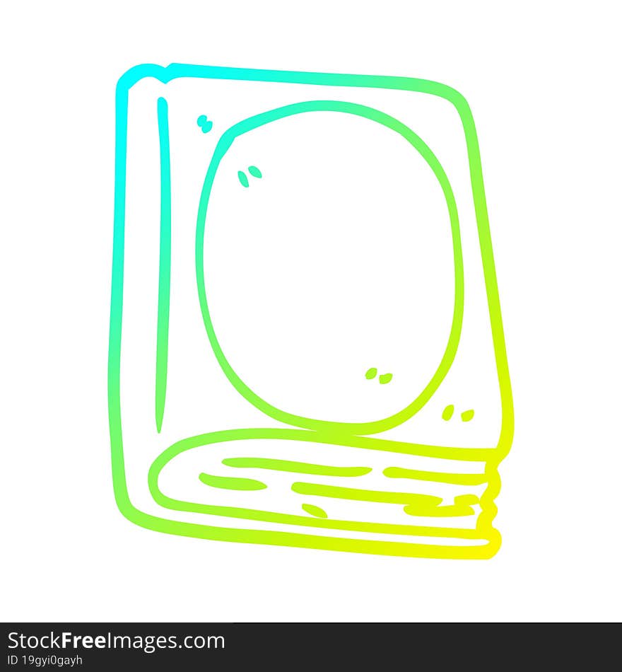 cold gradient line drawing of a cartoon old leather book