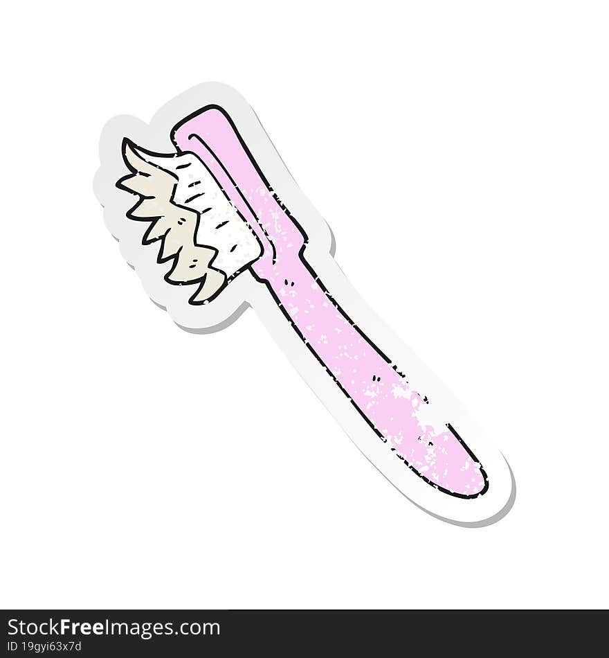 retro distressed sticker of a cartoon toothbrush