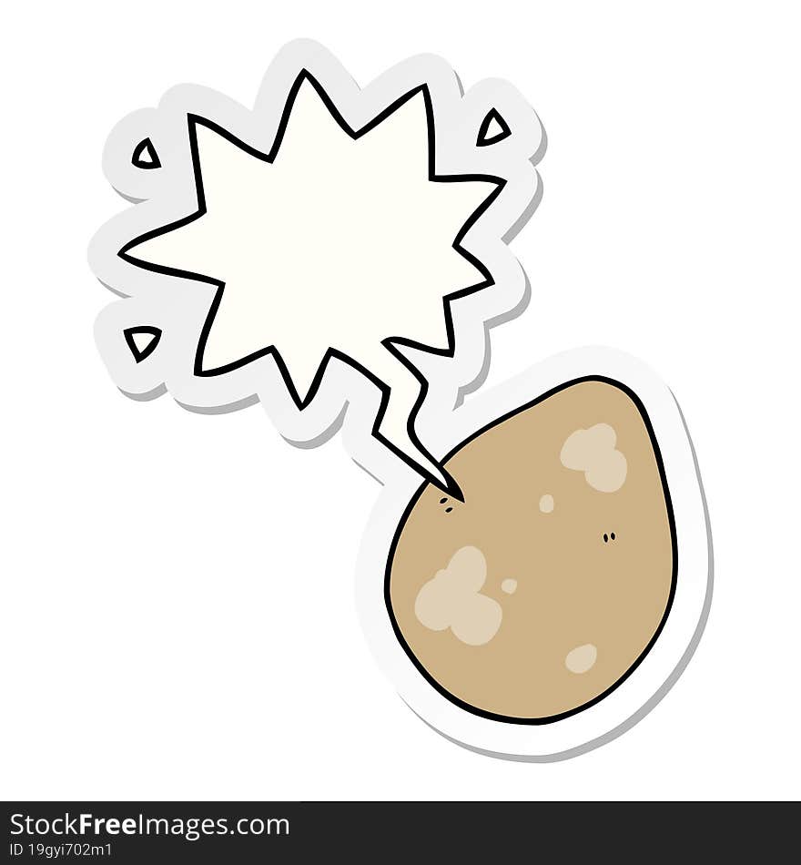 Cartoon Egg And Speech Bubble Sticker