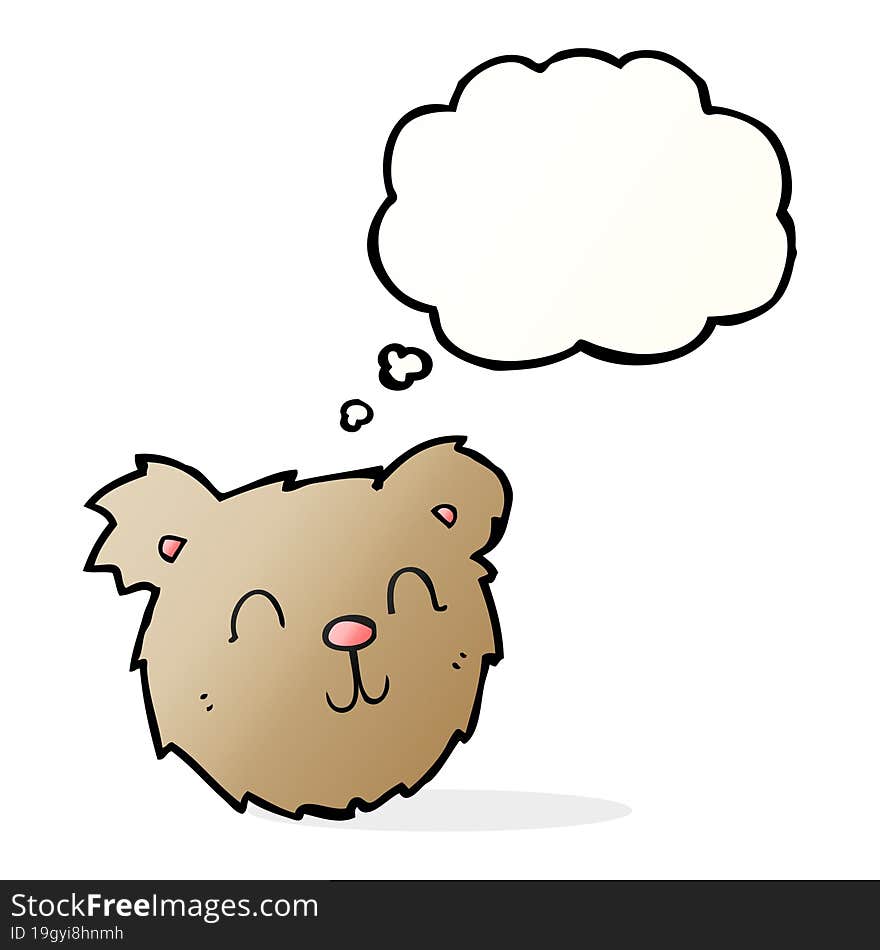 cartoon happy teddy bear face with thought bubble