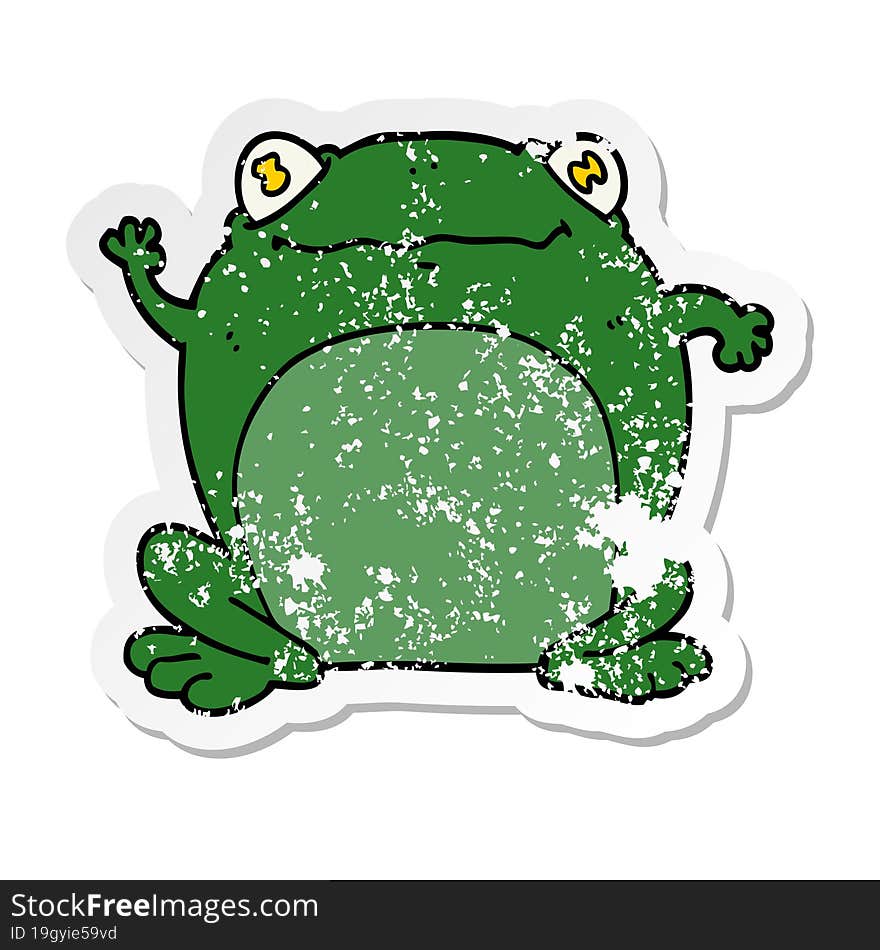 Distressed Sticker Of A Cartoon Frog