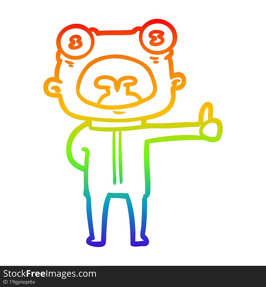 rainbow gradient line drawing cartoon weird alien communicating