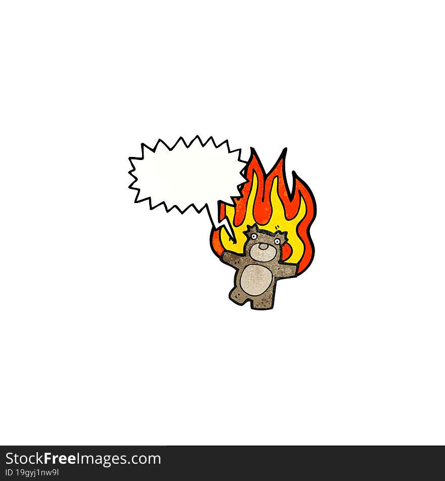 Burning Teddy Bear Cartoon