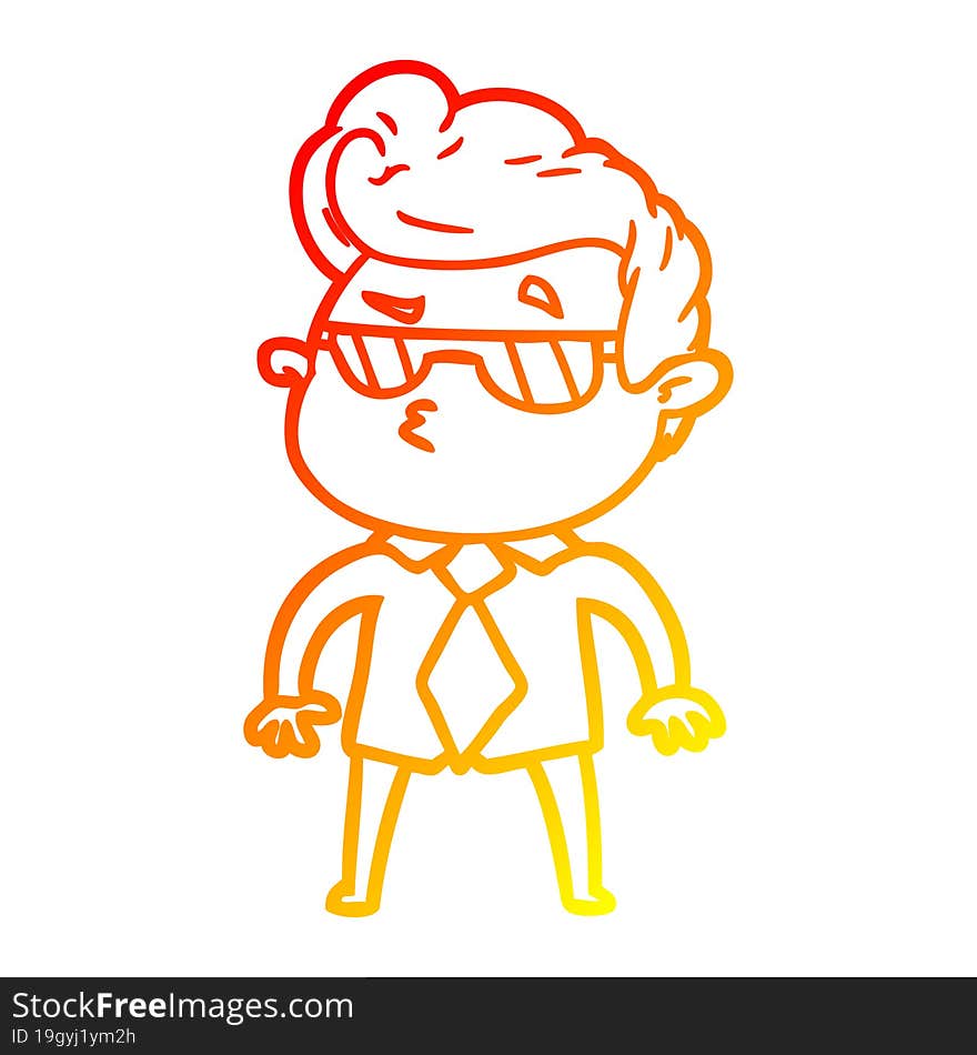 warm gradient line drawing cartoon cool guy