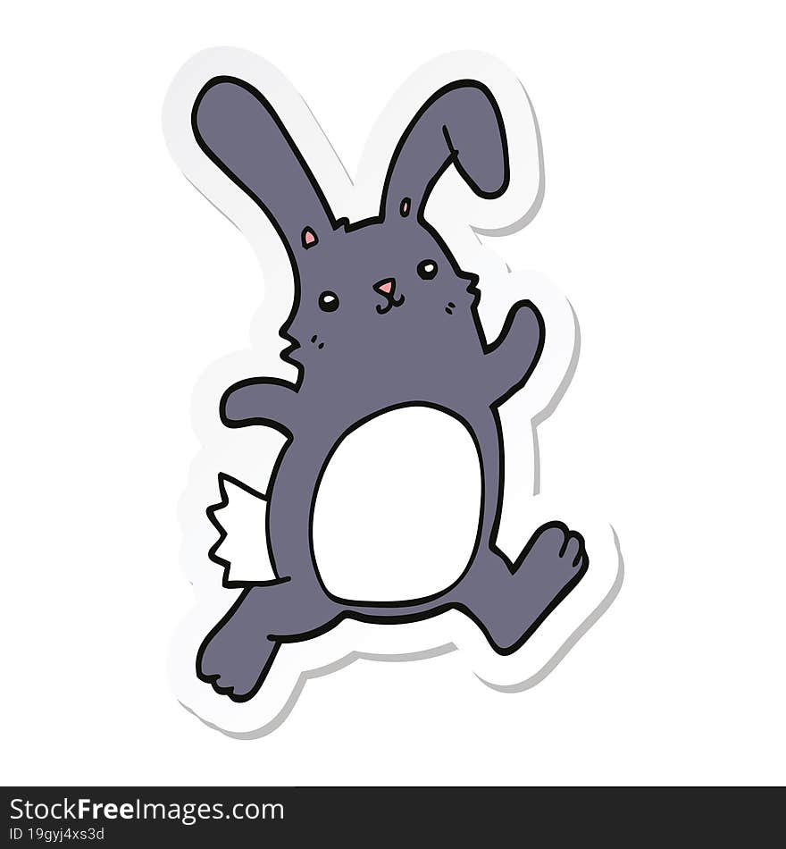 Sticker Of A Cartoon Rabbit Running