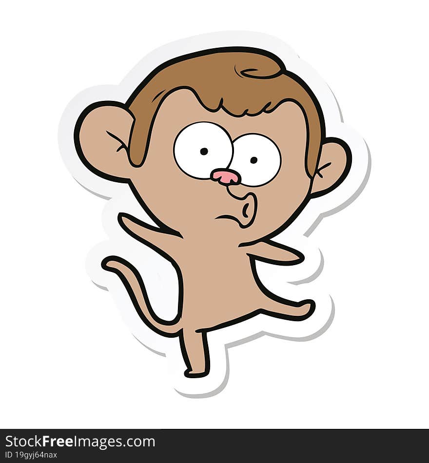 sticker of a cartoon surprised monkey