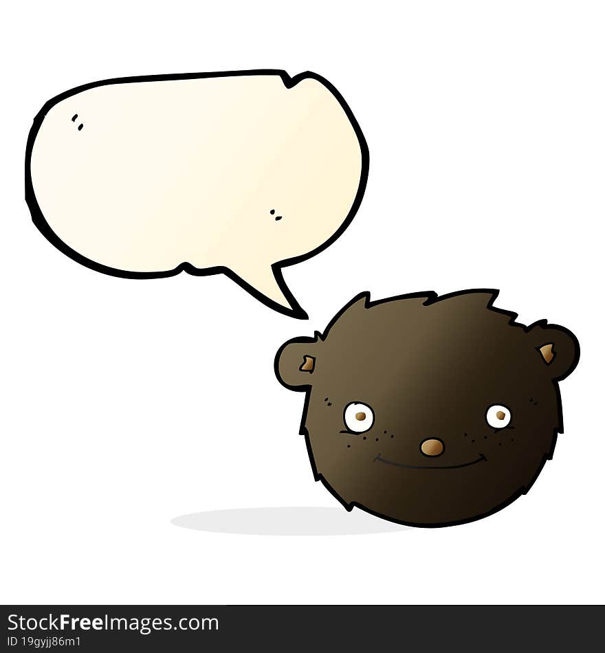 cartoon black bear head with speech bubble