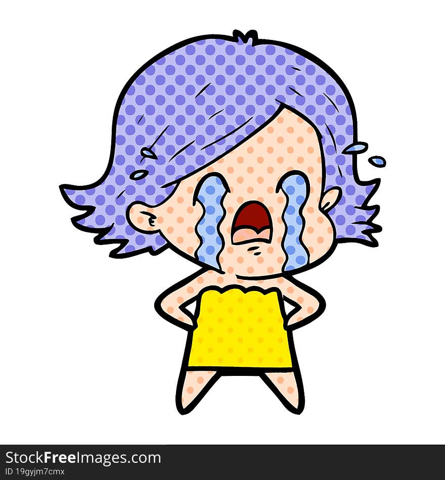 cartoon woman crying. cartoon woman crying