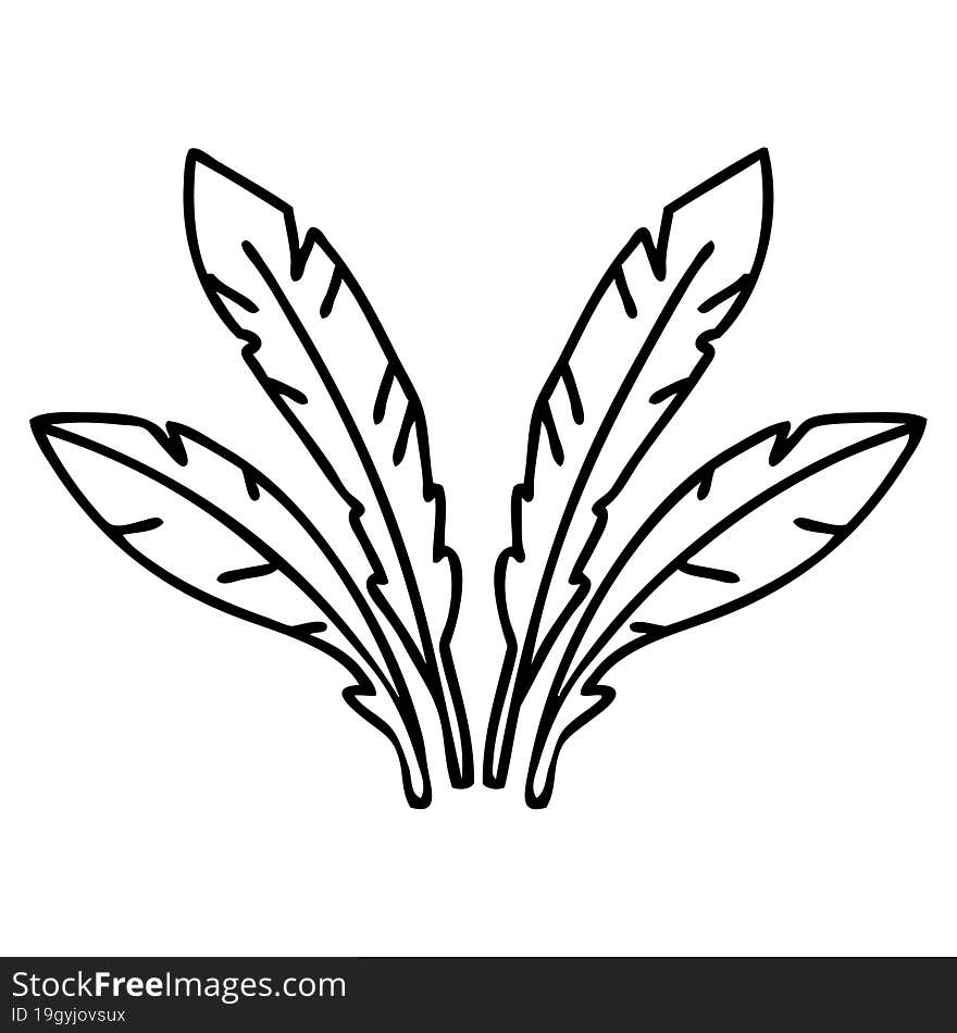 line doodle set of feathers looking right grand. line doodle set of feathers looking right grand