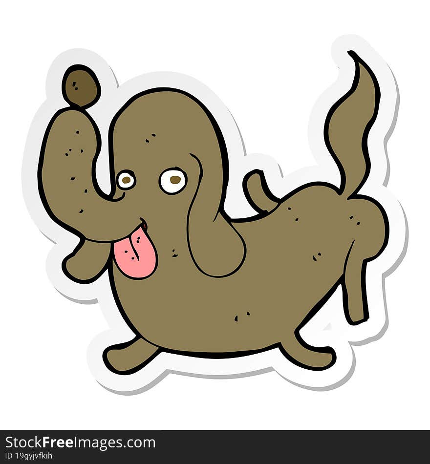 Sticker Of A Cartoon Dog Sticking Out Tongue