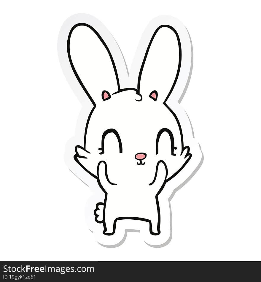 Sticker Of A Cute Cartoon Rabbit