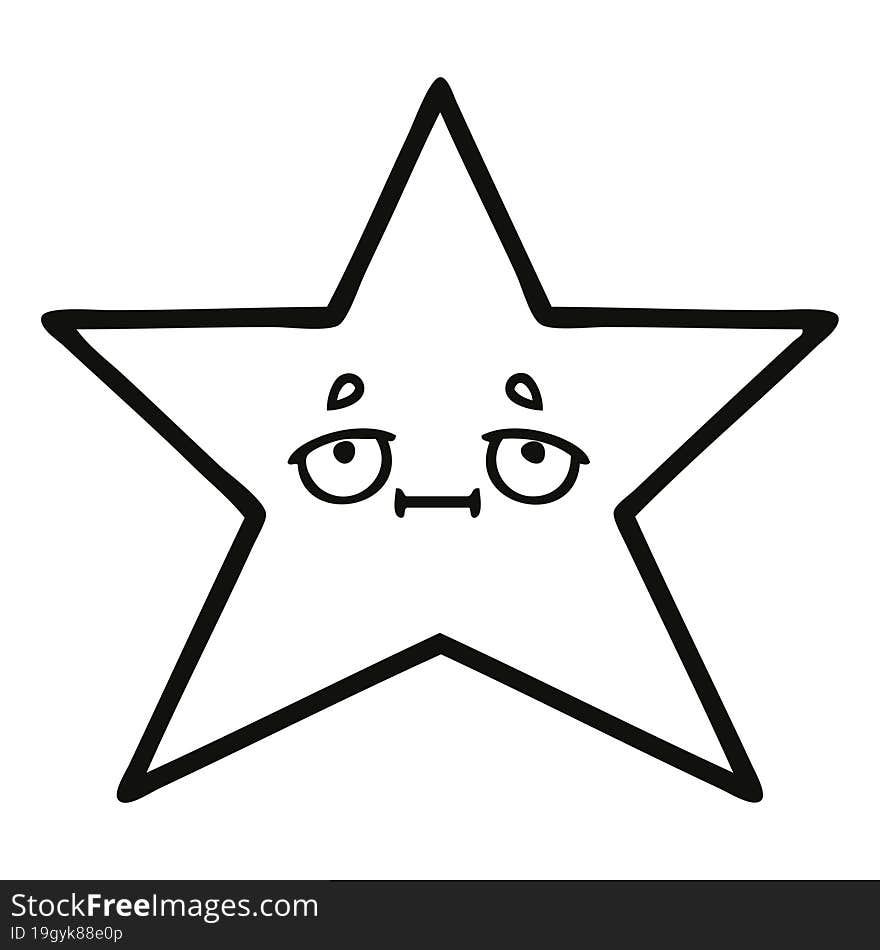 Line Drawing Cartoon Gold Star