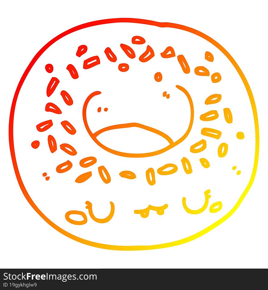 warm gradient line drawing cartoon donut