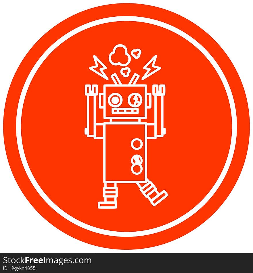 Malfunctioning Robot Circular Icon