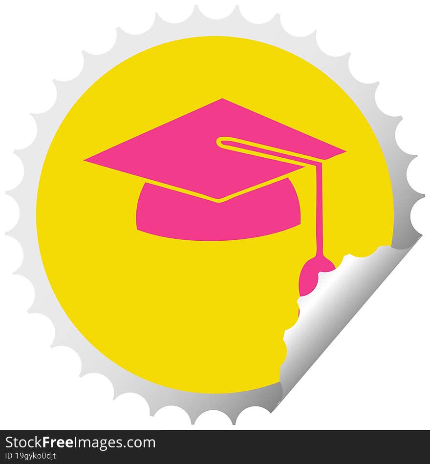 Circular Peeling Sticker Cartoon Graduation Cap