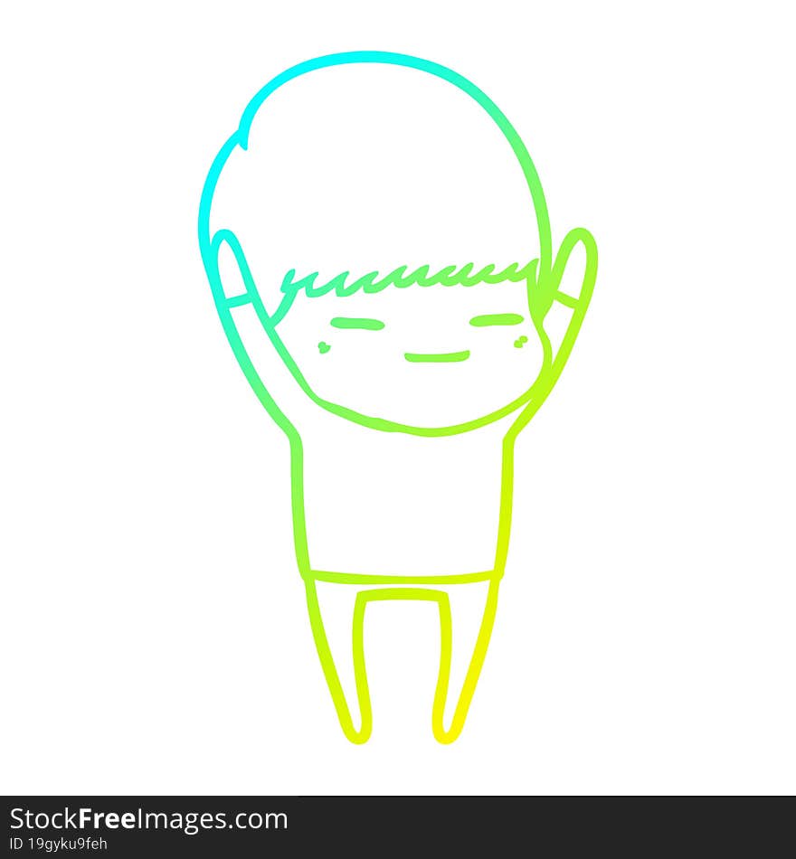 cold gradient line drawing cartoon smug boy