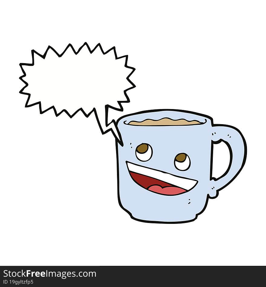 Cartoon Coffee Mug With Speech Bubble