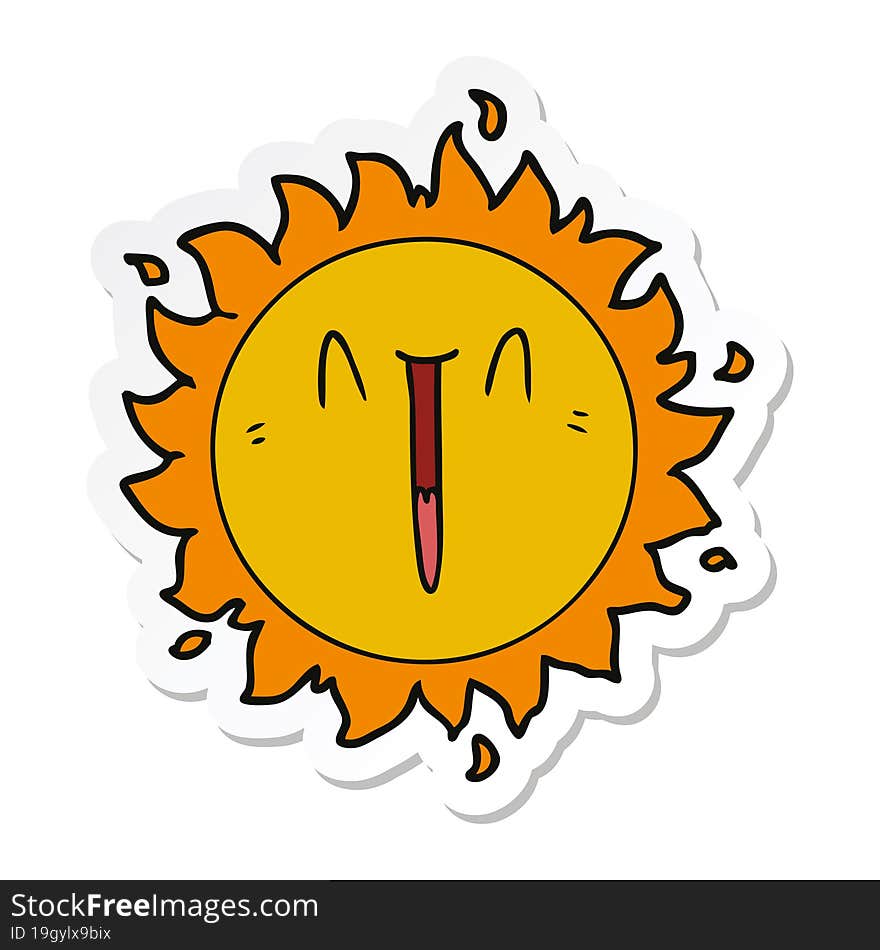 sticker of a happy cartoon sun