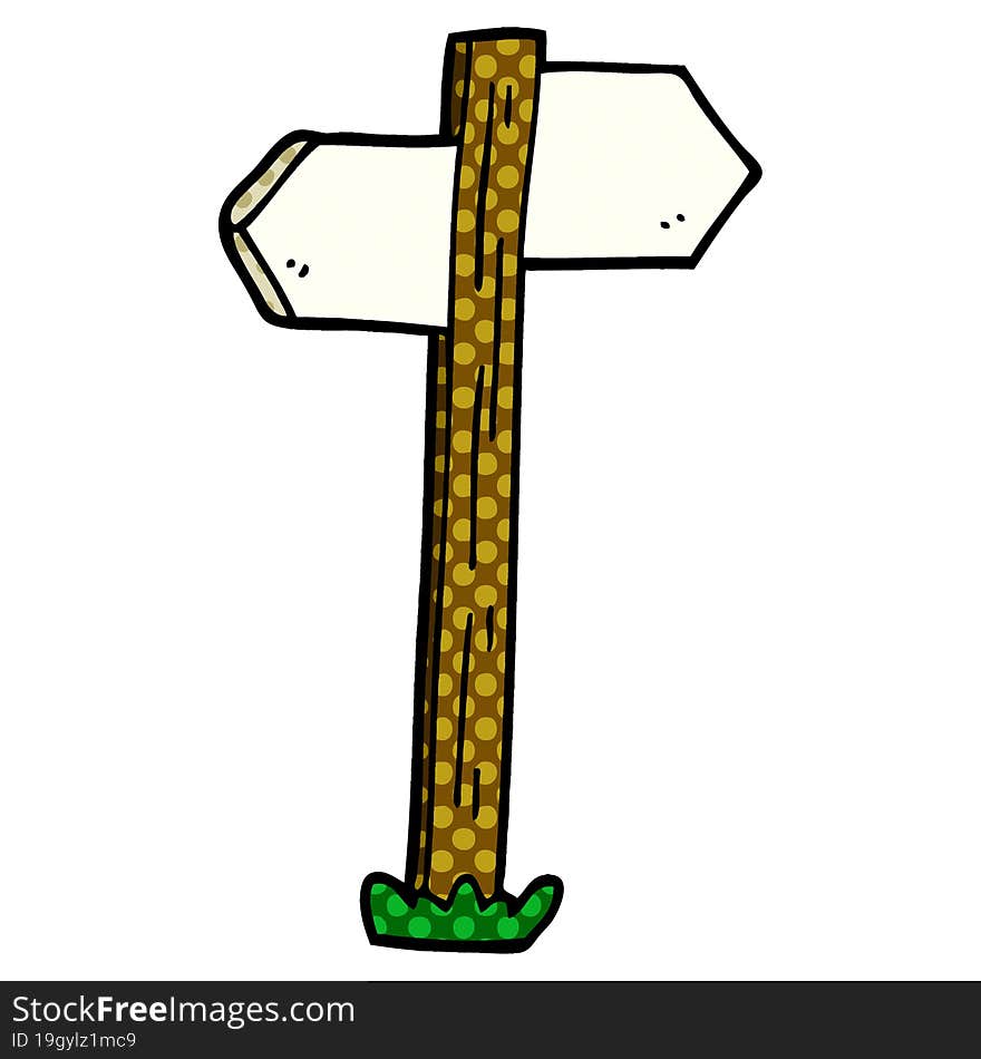 cartoon doodle painted direction sign posts