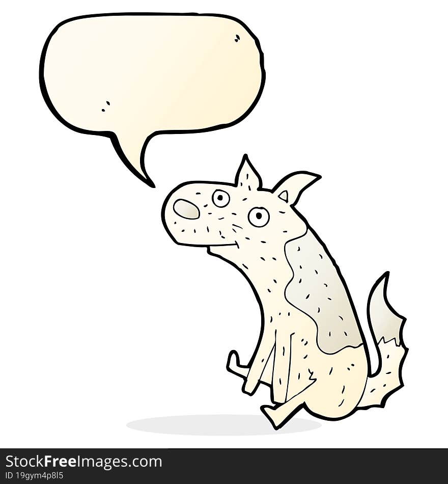 cartoon sitting dog with speech bubble