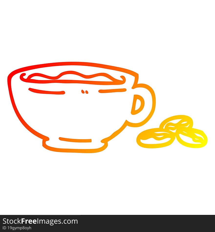 warm gradient line drawing cartoon espresso cup