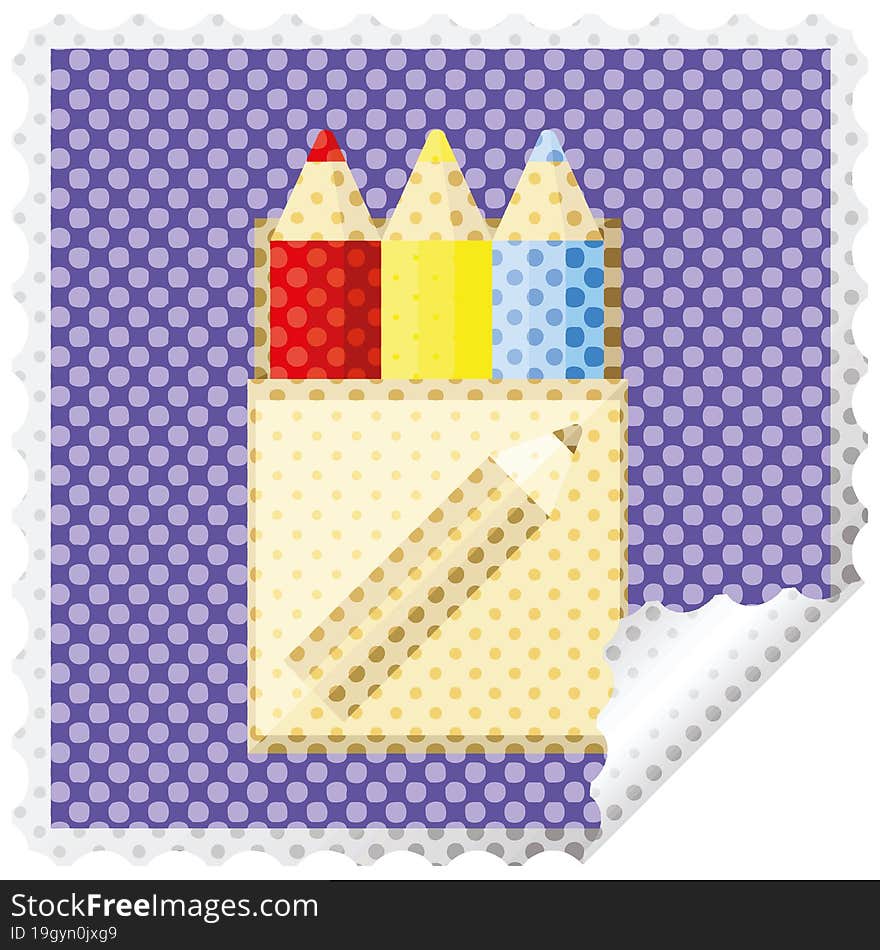 Pack Of Coloring Pencils Graphic Vector Illustration Square Sticker Stamp