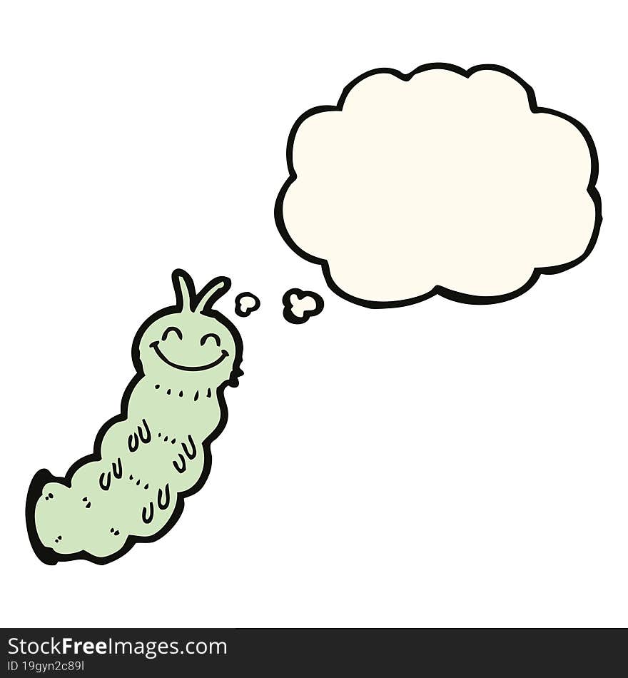 cartoon caterpillar with thought bubble