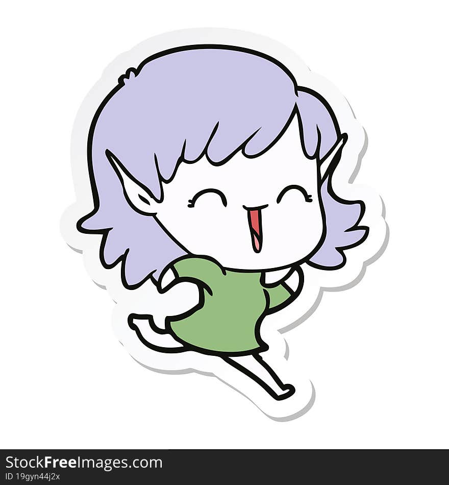 sticker of a cartoon elf girl