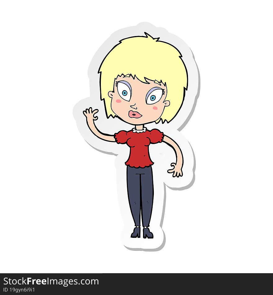 sticker of a cartoon pretty girl