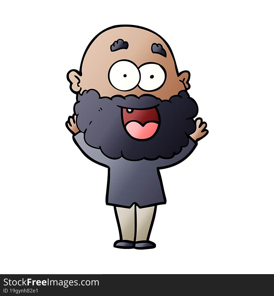 cartoon crazy happy man with beard. cartoon crazy happy man with beard