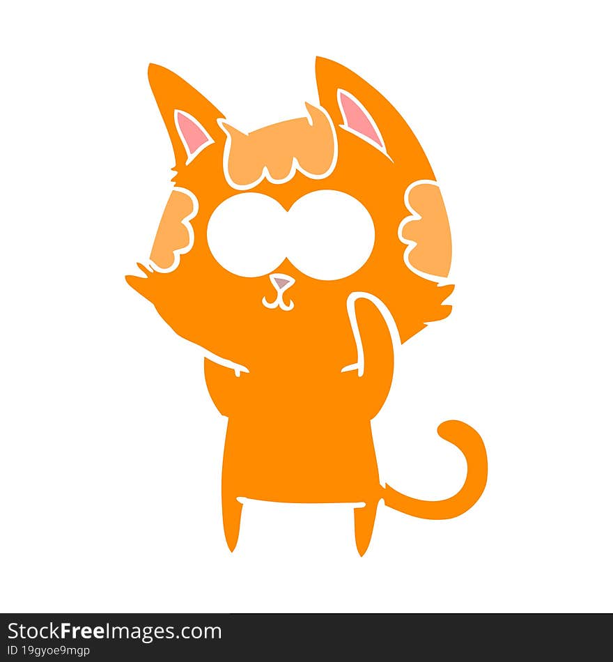 happy flat color style cartoon cat