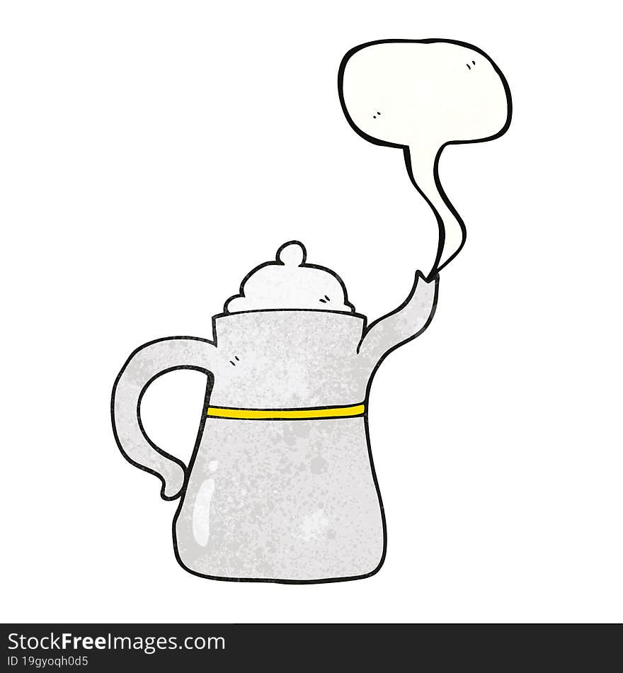 freehand speech bubble textured cartoon coffee pot