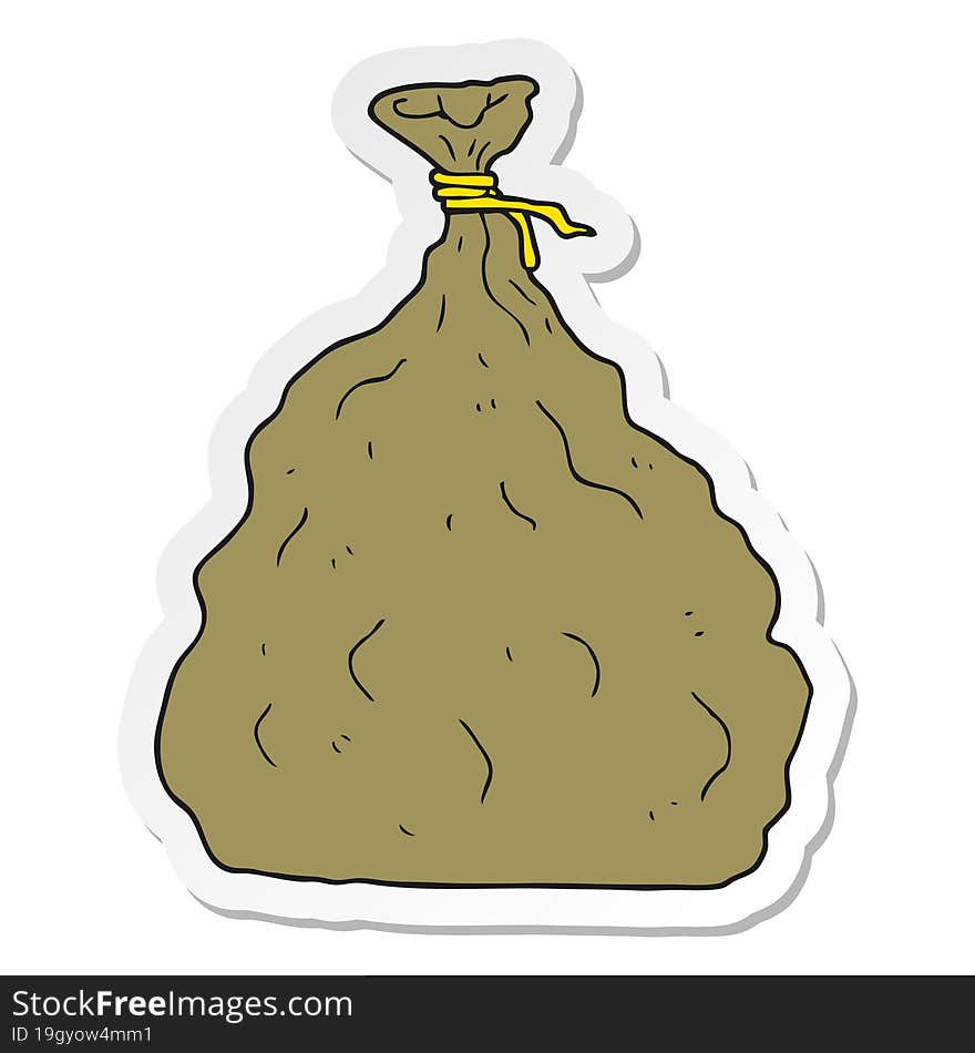 sticker of a cartoon tied sack