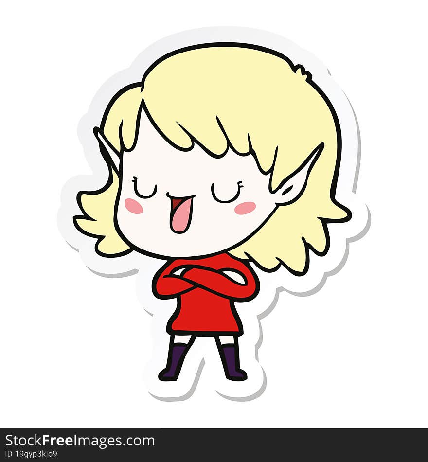 sticker of a cartoon elf girl