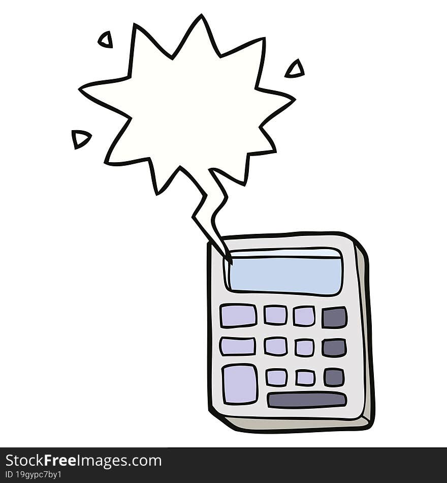 cartoon calculator and speech bubble