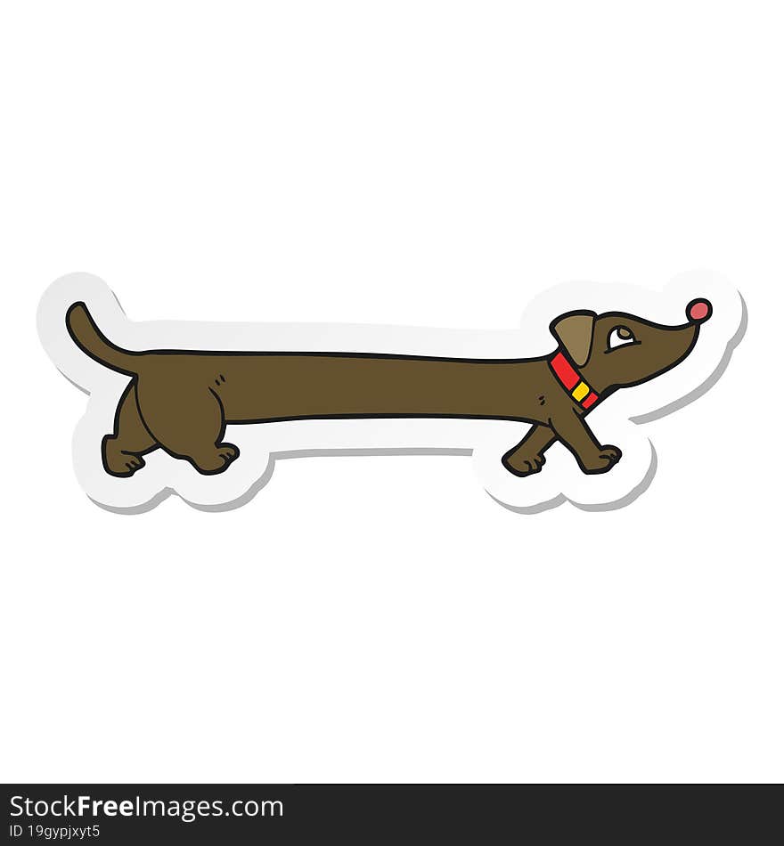 sticker of a cartoon dachshund