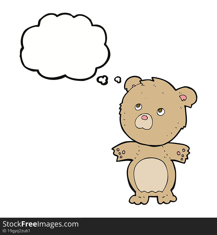 cartoon funny teddy bear with thought bubble