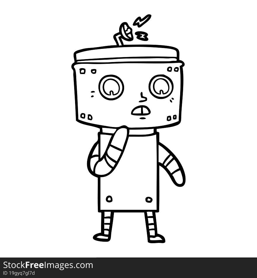 uncertain cartoon robot. uncertain cartoon robot