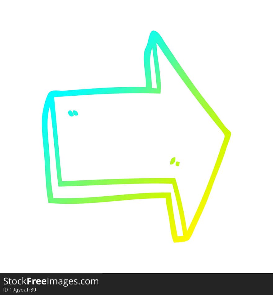 cold gradient line drawing cartoon pointing arrow