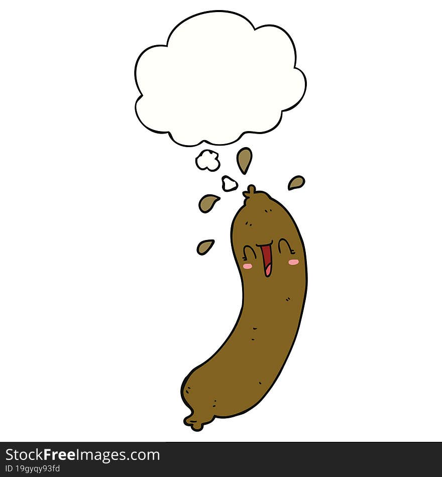 happy cartoon sausage and thought bubble