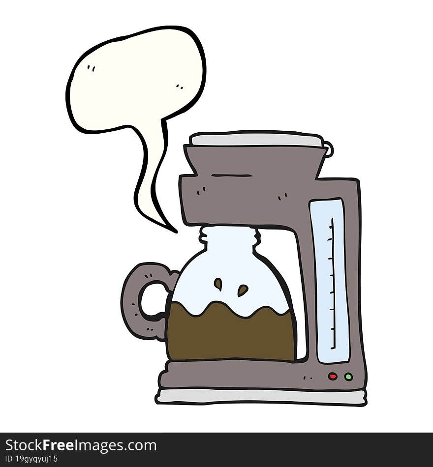 freehand drawn speech bubble cartoon coffee filter machine