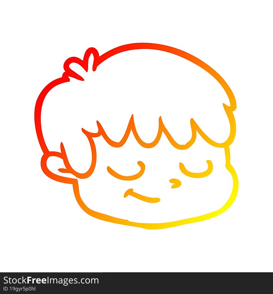 Warm Gradient Line Drawing Cartoon Male Face