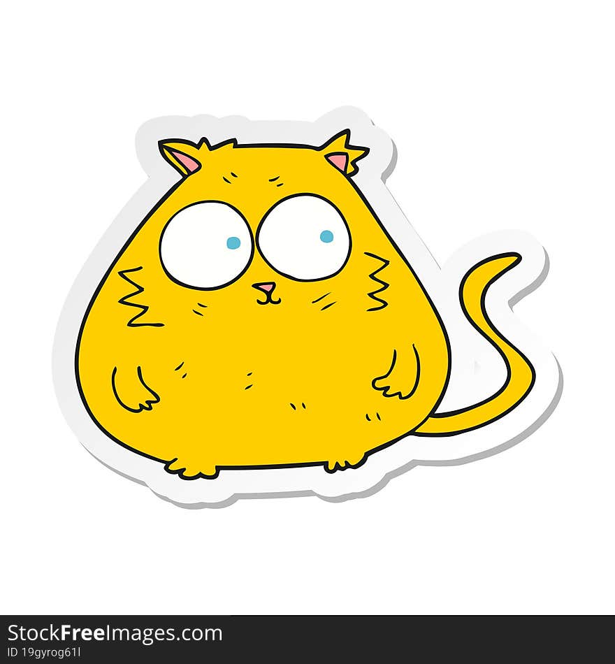 Sticker Of A Cartoon Fat Cat