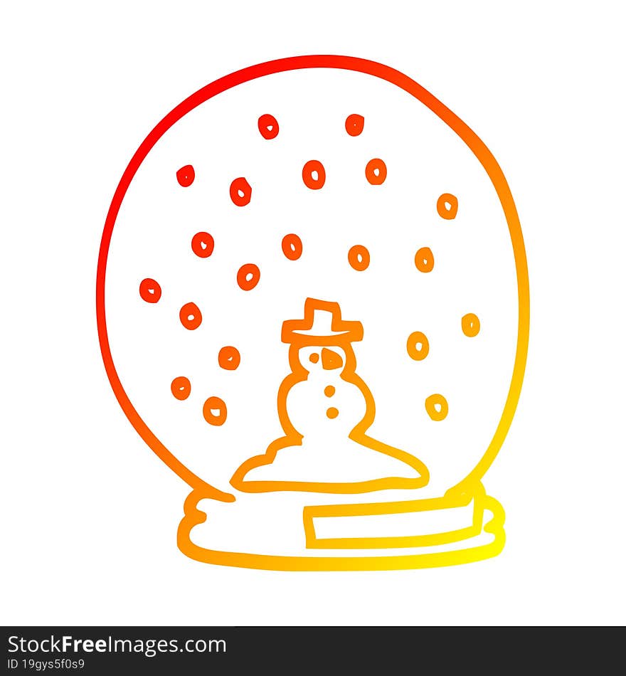 warm gradient line drawing of a cartoon snowglobe