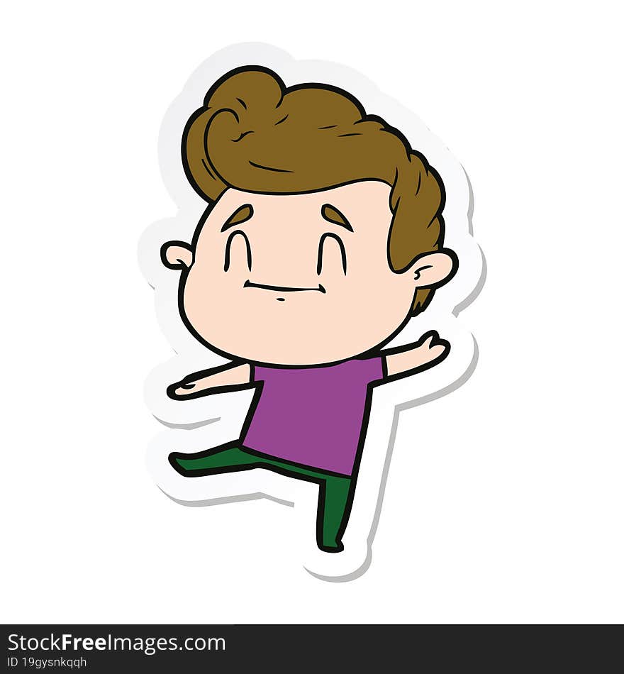 sticker of a happy cartoon man