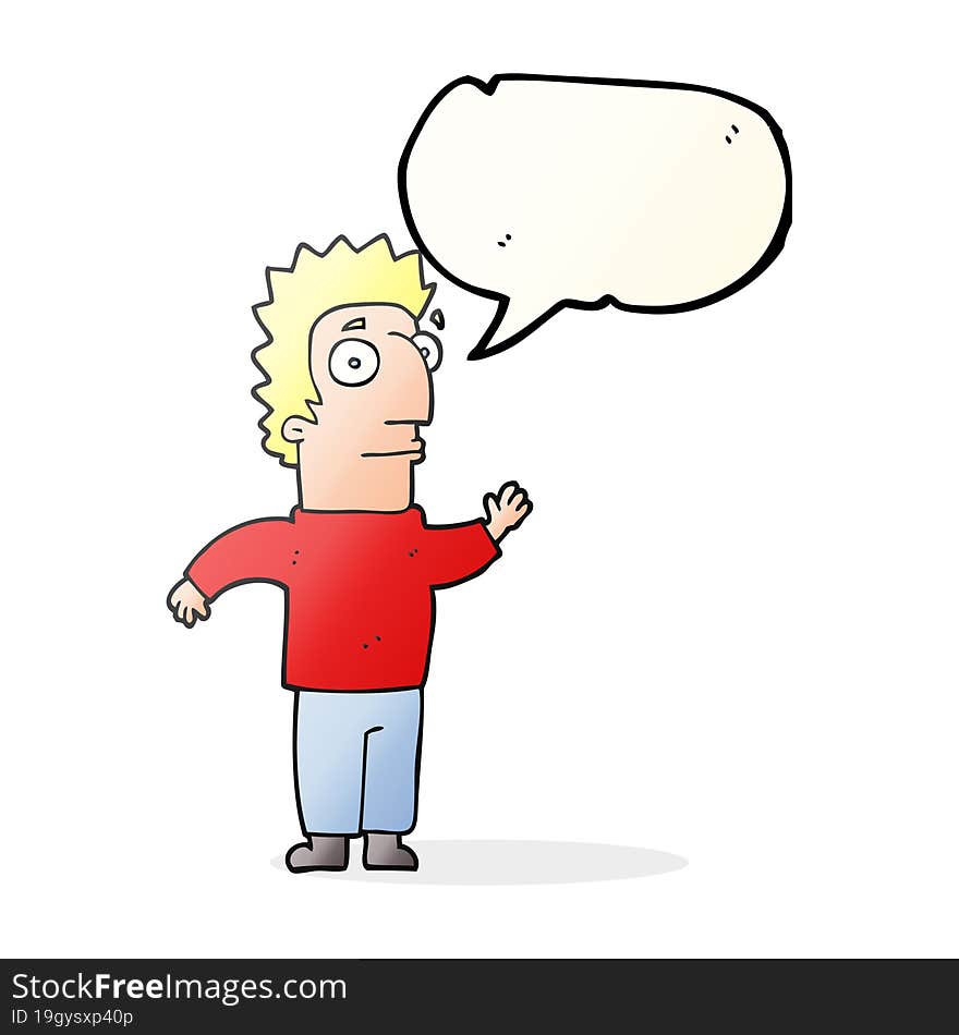 Speech Bubble Cartoon Man Waving