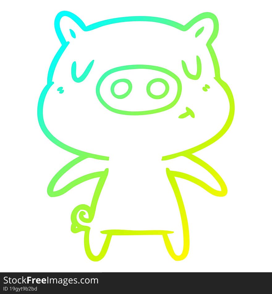 cold gradient line drawing cartoon content pig