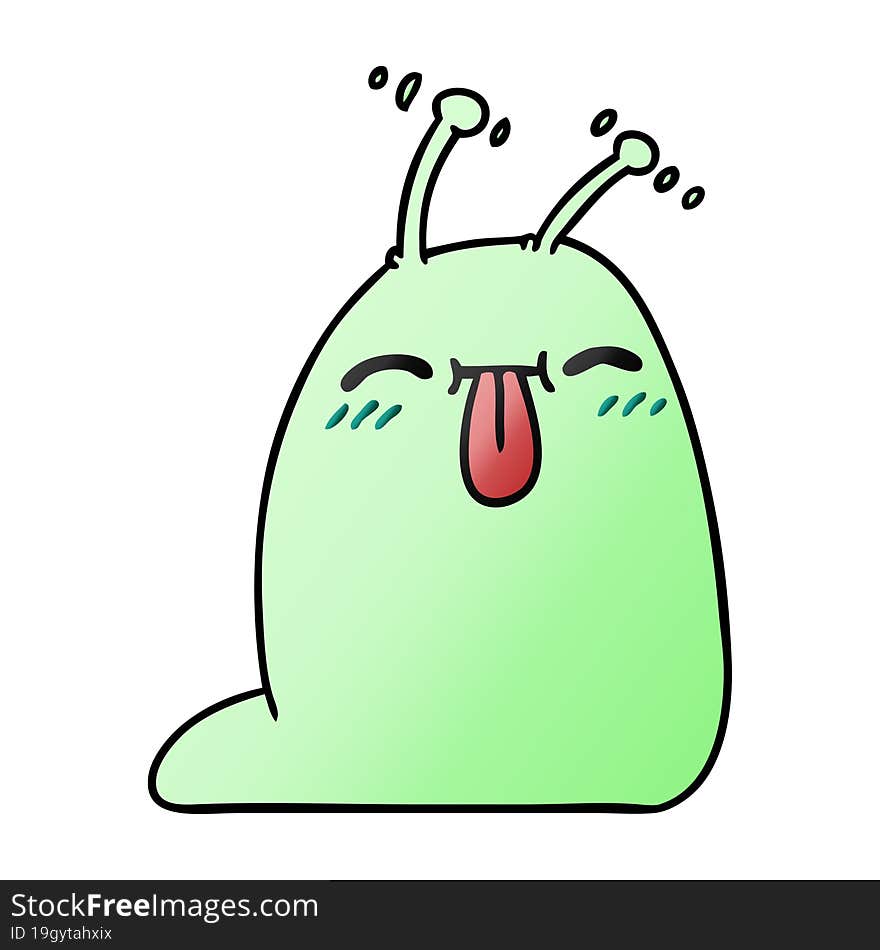 gradient cartoon of a happy kawaii slug